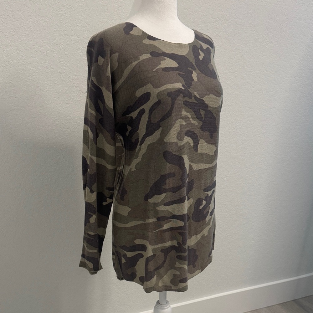 INC International Concepts Olive & Dark Camo Long Sleeve Top